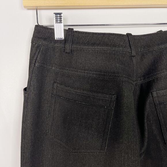 St John Sport Size 2 Black Gray Straight Leg Denim Jeans Stretch Zip Pockets - Picture 9 of 12